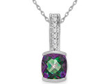 2.50 Carat (ctw) Mystic Fire Topaz Drop Pendant Necklace in 14K White Gold with Diamonds and Chain